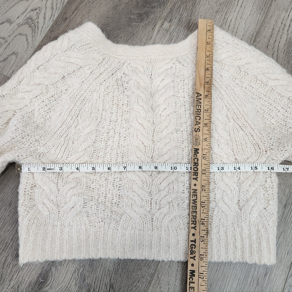 Aritzia Sunday Best Cream Alpaca Blend Cable Knit Cropped Cardigan Size XS - Picture 11 of 11
